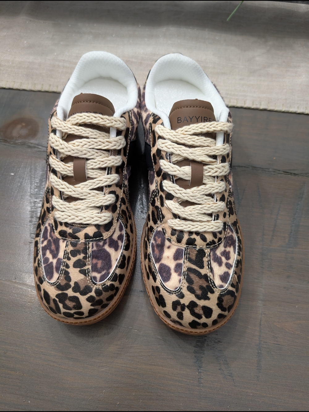 Leopard Print Lace-Up Sneakers